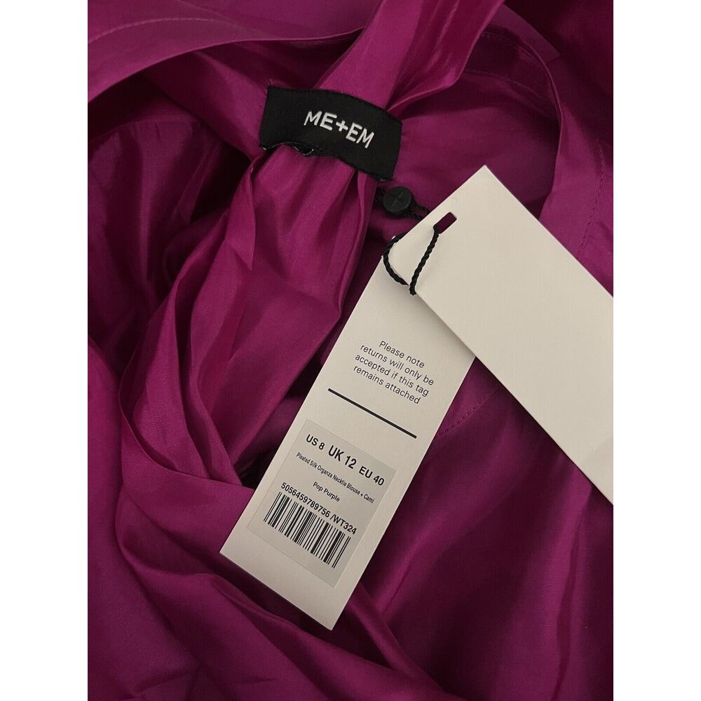 ME+EM Purple Pleated Silk Organza Necktie Blouse + Cami 100% Silk Organza 8 - Picture 4 of 4